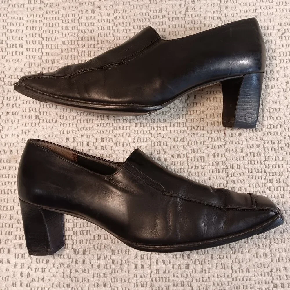 Paul Green women's black leather square toe career business pumps 8.5 US / 6 UK